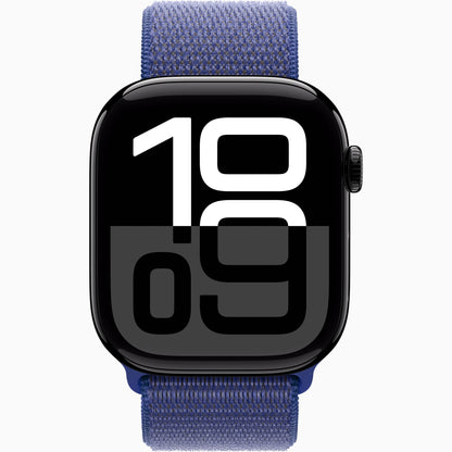 Watch Series 10 [46mm GPS] - Jet Black Aluminium with Ink Sport Loop | Advanced Fitness Tracker, ECG, Always-On Retina Display | Carbon Neutral, Sleek Design | 1-Year Warranty | Airpods Pro (Free Gift)